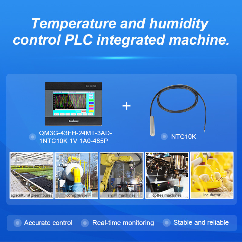 4.3 Inch HMI PLC Controller Pt100/PT1000/NTC10K/NTC50K/NTC100K Analog Input
