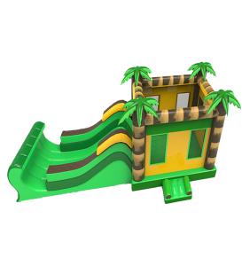 China Rainbow Horse Two Parallel Channels Inflatable Slides With Candy Shaped Pillars wholesale