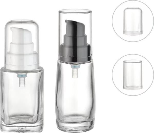 Quality Transparent Cosmetic Pump Bottle With Glass Base Material Fast Shipping In 7-35 Days for sale