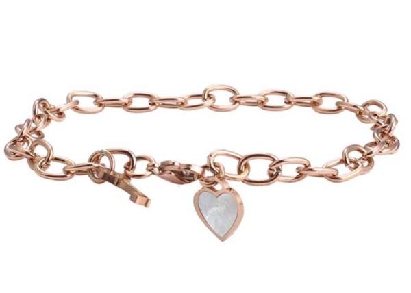 Quality Titanium steel peach heart shell bracelet female vacuum plating 18k gold jewelry Bohemian hand string key pendant for sale