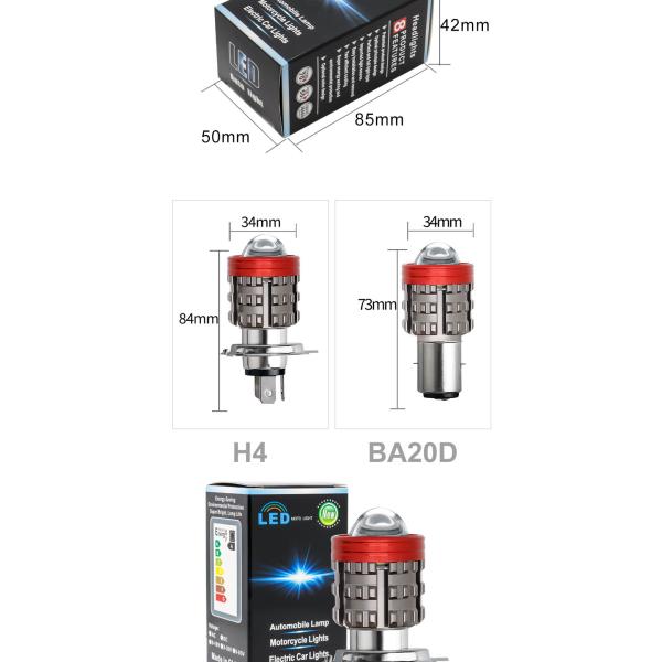 Three Eyeballs Motorcycle LED Headlights Near Yellow Far White Auxiliary Light