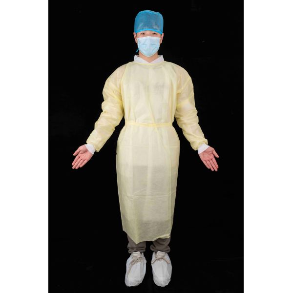 Level 2 Disposable Medical PP / SMS / PP PE Isolation Gown With Elastic Knitted Wrist
