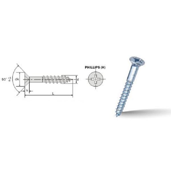 Phillips Drive Flat Countersunk Self Tapping Screws DIN 7997 Standard