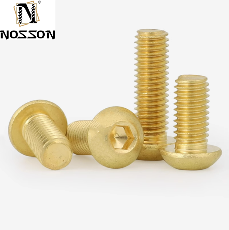 Highly Durable Custom Threads Brass Micro Hexagon Socket Head Screw with Plain Finish and ROUND Head Style
