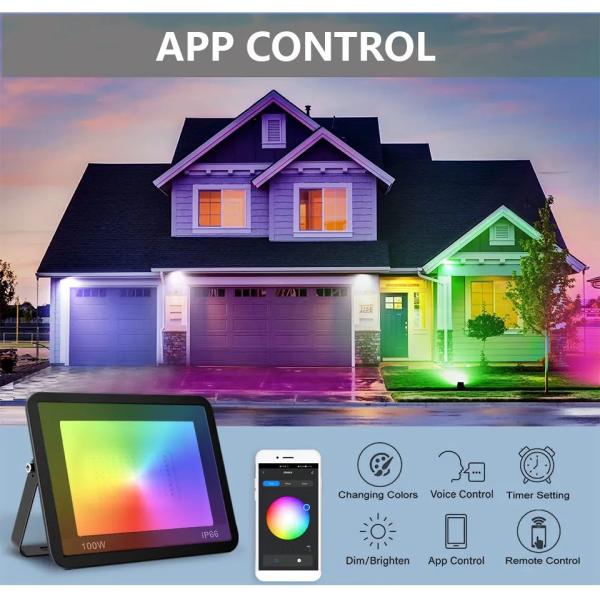 TUYA Color Changing Outdoor Flood Lights 30W App Controlled For Security