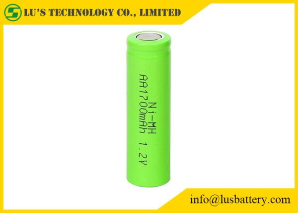 Quality Flat Top Green Color 1.2 V Rechargeable Battery AA1700mah Low Internal Resistance for sale