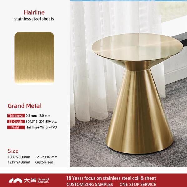 SUS 304 pvd coating colors Decorative SS Sheet for door handles brushed stainless steel finish