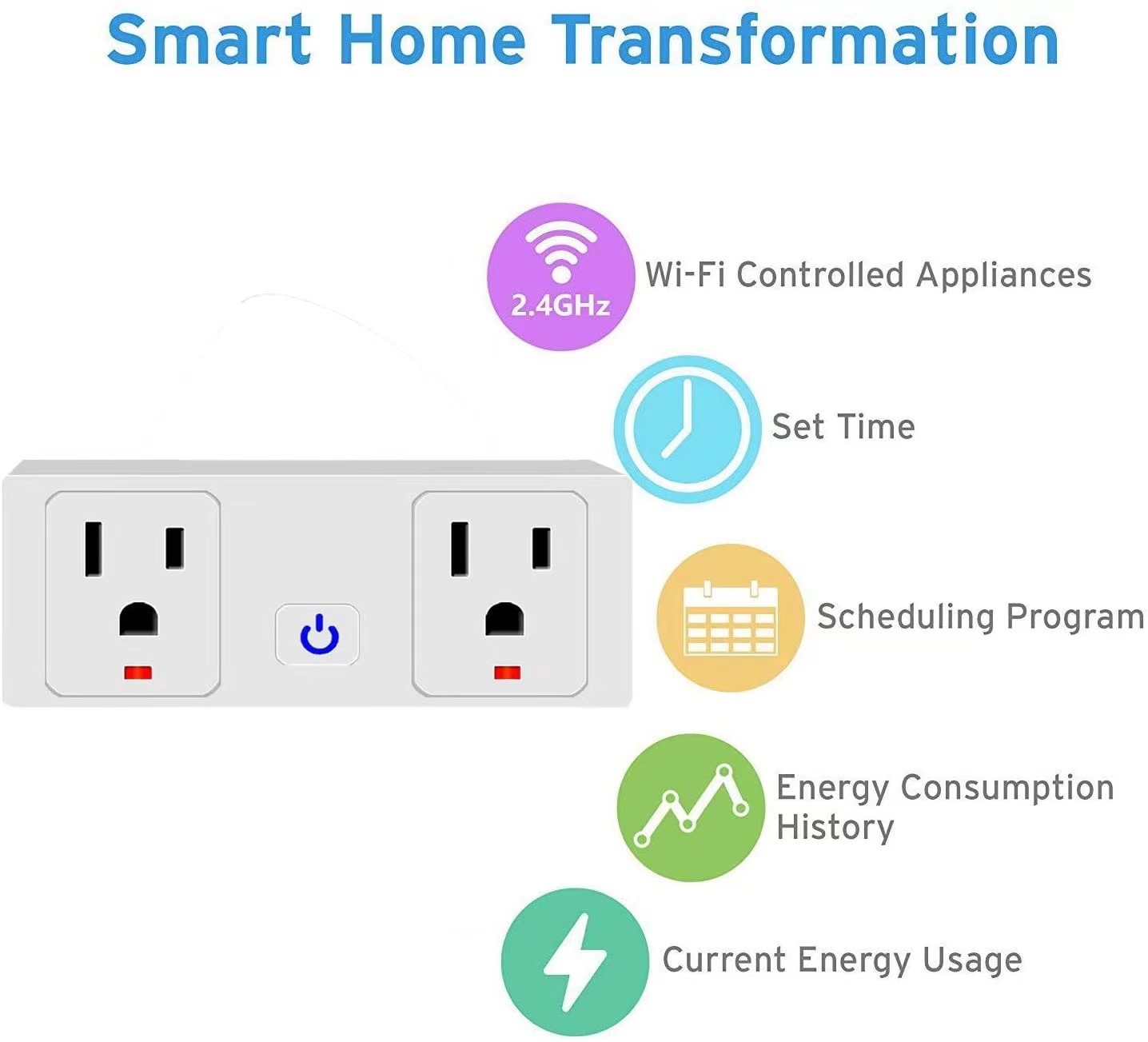 US Standard Tuya Wifi Smart Wall Plug Google Assistant Voice And Timing Control