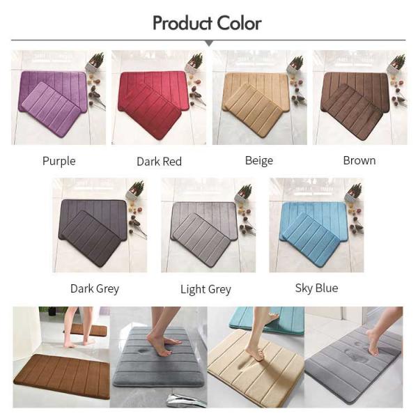 Quick Drying Absorbent Anti Slip Bath Mat Soft Memory Foam