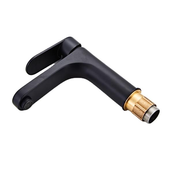 Brass Single Hole Single Handle Basin Mixer Tap In Matte Black