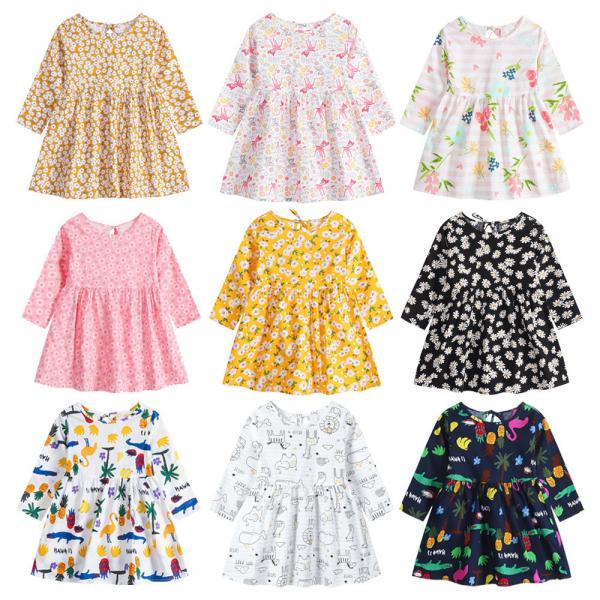 Quality Spring Children's Clothing Girls Long Sleeve Dress Print Princess Dress for sale