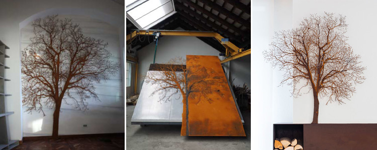 Customizable Rusty Large Corten Steel Tree Sculpture For Park Decoration