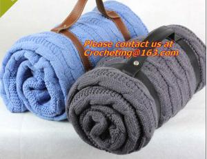 China Portable Plain Cable Knit Sofa Blanket Thin 100 Cotton Blanket, blanket, carpet, rugs wholesale