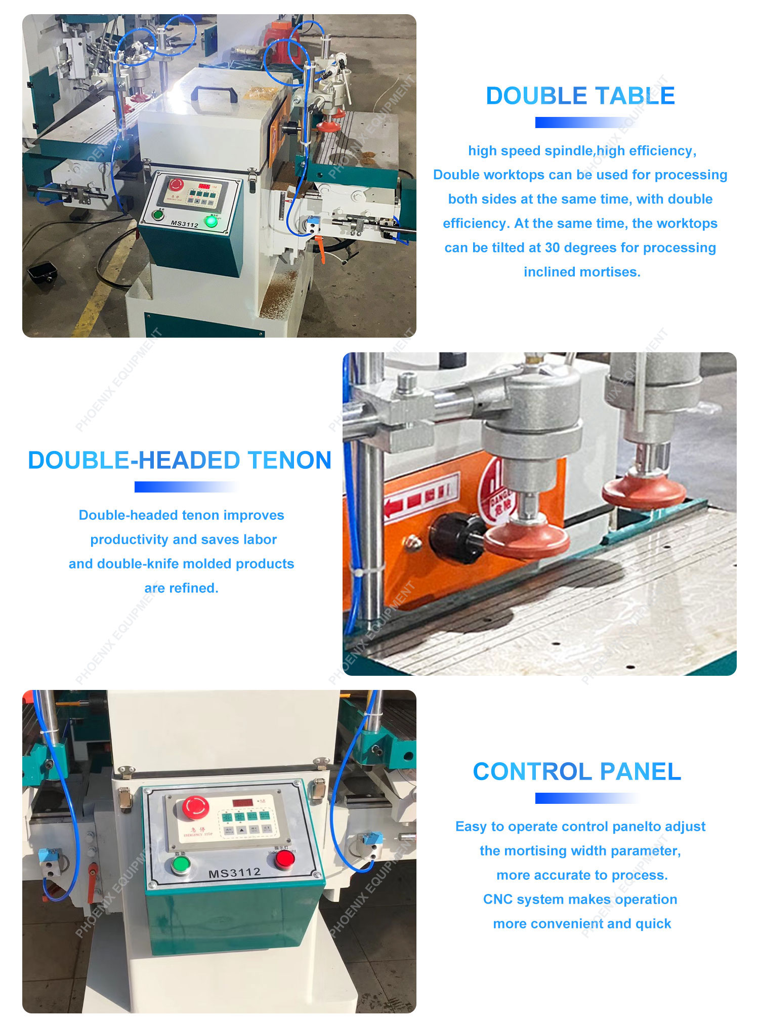 MS3112 Woodworking CNC Automatic Double End Sofa Table and Chair Leg Tenoning Machine