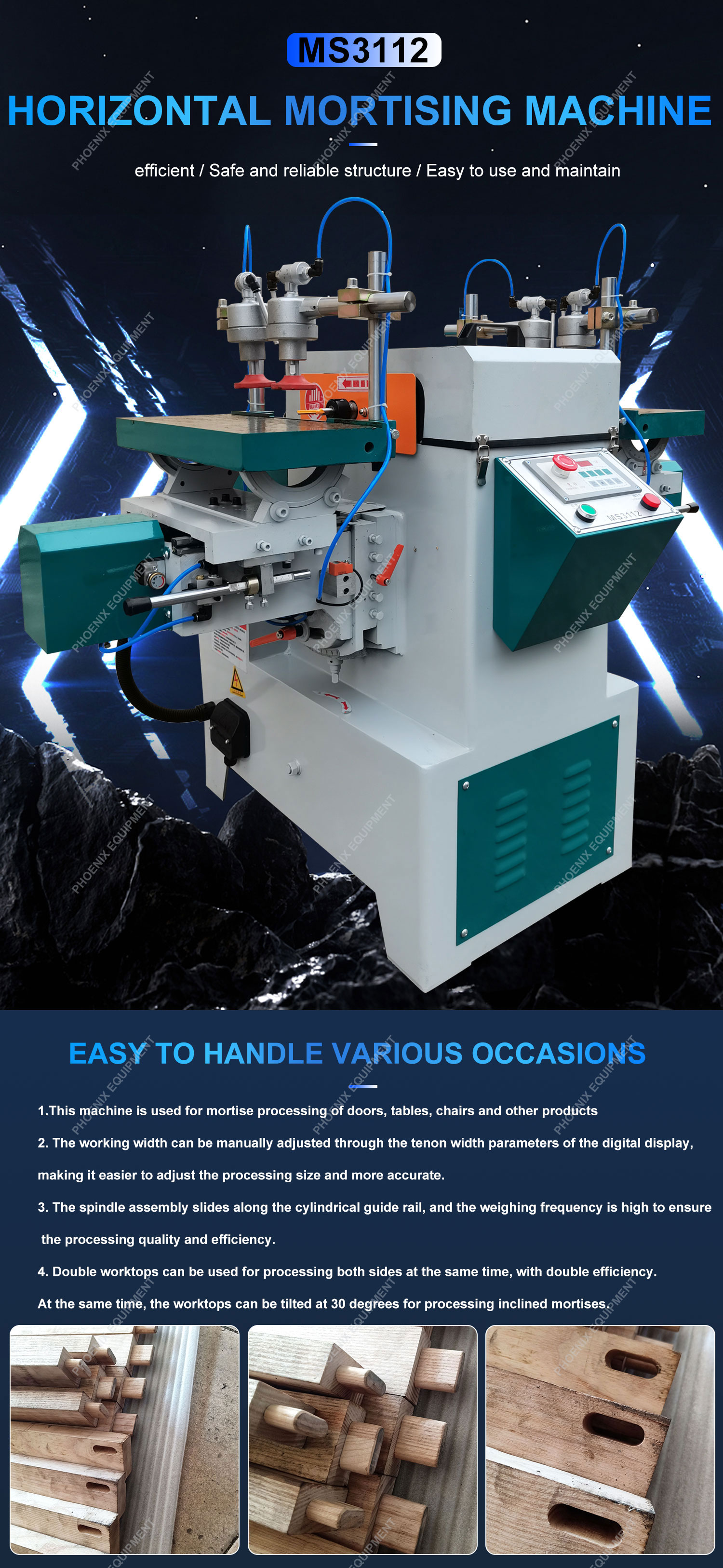 MS3112 Woodworking CNC Automatic Double End Sofa Table and Chair Leg Tenoning Machine