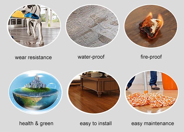 Fire Retardant 4mm Rigid Core Vinyl SPC Flooring ISO9001 Wood Texture