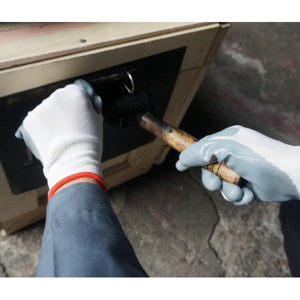 Laboratory White Polyester Grey Nitrile Dipped Liquids Resistant Work Gloves