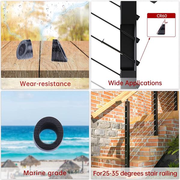 Black Stainless Steel Angled Bevel Washers for Cable Railing Kits and Deck Stair Railings