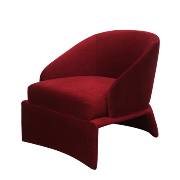 Fabric Leisure Chair Retro Wine Red Backrest Leisure Sofa Chair