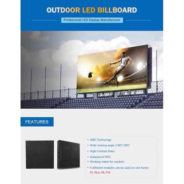 Billboard HD P6mm Outdoor LED Advertising Screen 50 60Hz