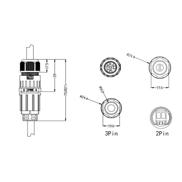 Screw-less Type M20 Waterproof Cable Connector with Quick Card Press Installation and 250V Operating Voltage