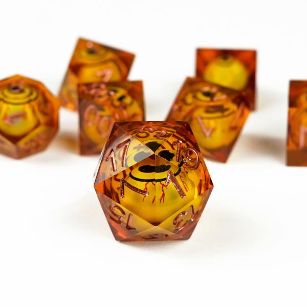 Quality Stay up late Eyead plus yellow resin desktop game dice set dnd dice for sale