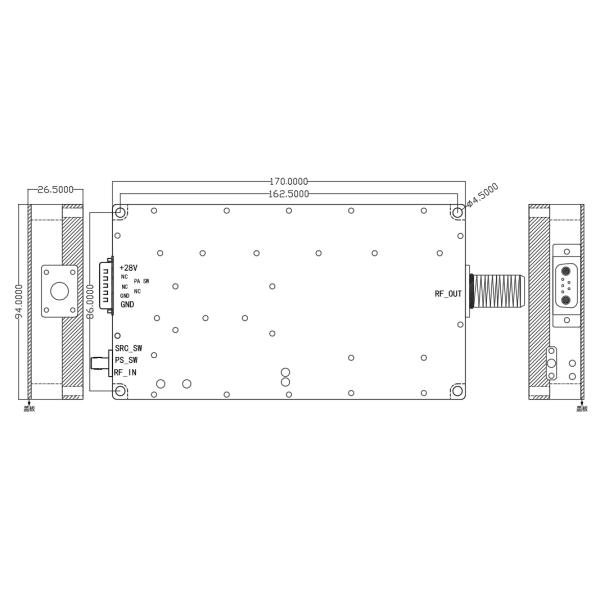 5.8G 100W GaN Amplifier for Drone Counter Module and Anti-Drone System 45±1dB Gain