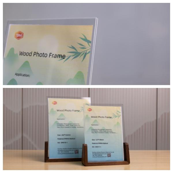 Rustic 100% Clear 7Inch Digital Acrylic Photo Frame With Wood Base Stand