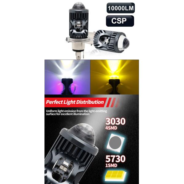 Mini Driving Light DRL Motorcycle LED Headlight Bulb H4 H6 BA20D P15D Auto Car Fisheye Projector Lens Dual Color
