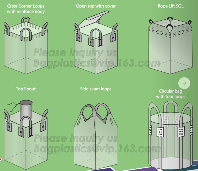 polypropylene woven plastic jumbo bag pp big bag for sand, building material, 500kg-1000kg PP Woven Jumbo Bag Big Bag wi