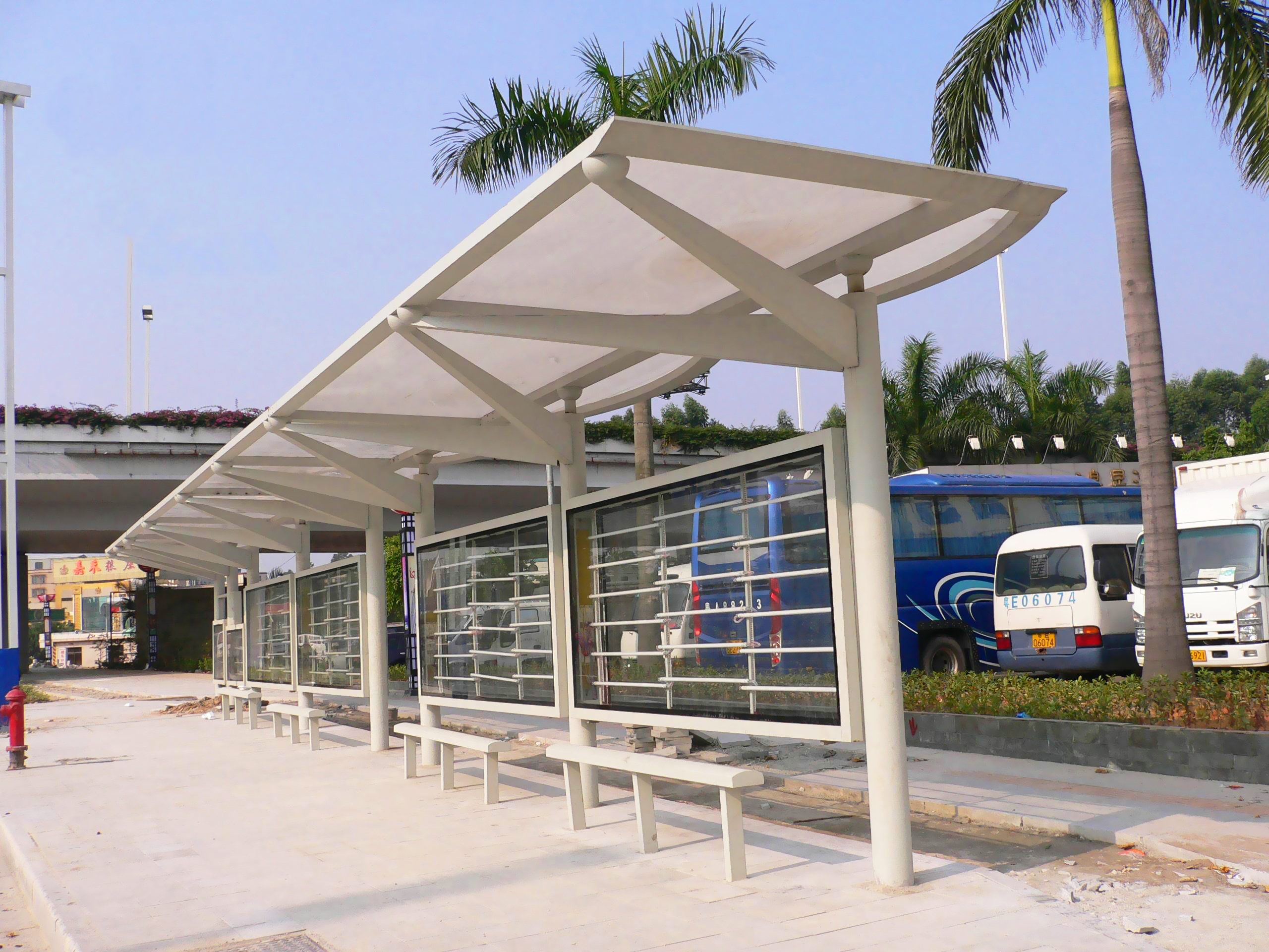 Sunshade Car Park Tensile Membrane Structure with PTFE Coating