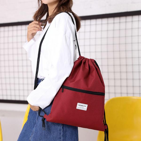 Lightweight Polyester Drawstring Backpack Water Resistant With Adjustable Straps