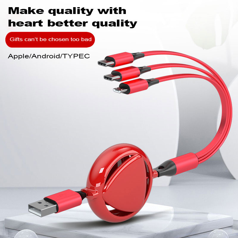 Pure copper Max 2.4A Fast Charging USB Cables Micro Type C 3 In 1
