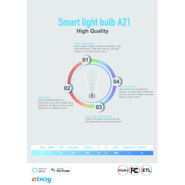 11 Watt Low Energy Consumption PF0.7 Dimmable A21 LED Bulb