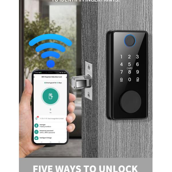 Fingerprint Deadbolt Door Lock High Security Biometric Password Unlock Smartphone Remote Control Access