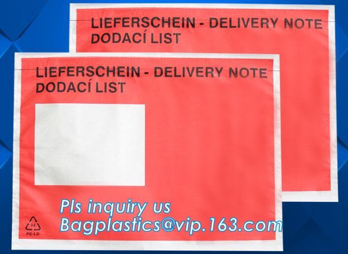 TNT DHL shipping packing list document envelopes, packing list padded envelope, tamper proof express use plastic packing