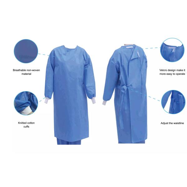 Blue Elastic Cuff 110x134cm Disposable Isolation Gown