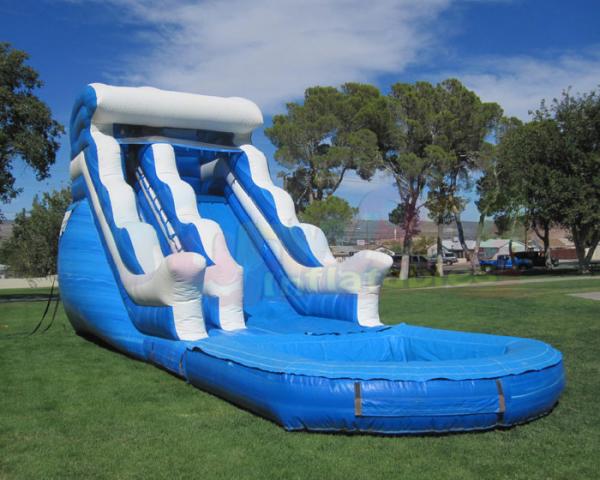 Quality Customized Size 0.55mm Summer Commercial Inflatable Slide With Pool for sale