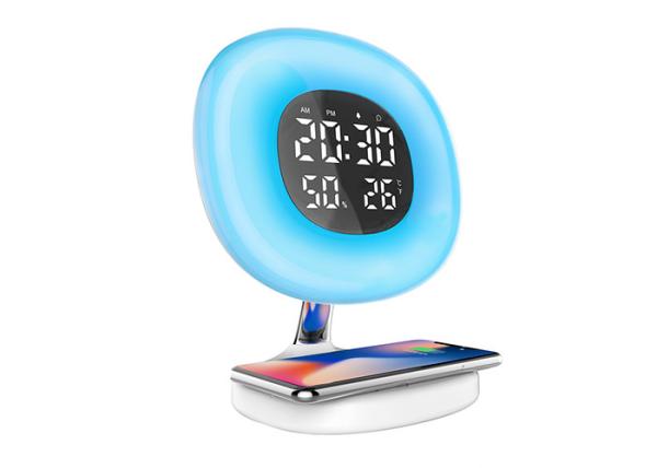 Quality Wireless Charger Wake Up Light Alarm Clock , Touch Bedside Clock With Light for sale