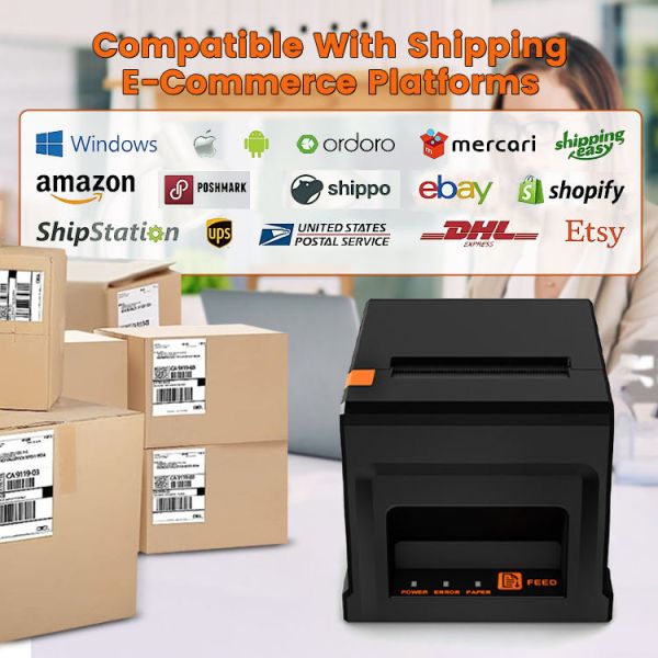 High-Speed 80mm Thermal Kitchen Printer YJ-8360 USB/LAN 203dpi Receipt Printer for Restaurant