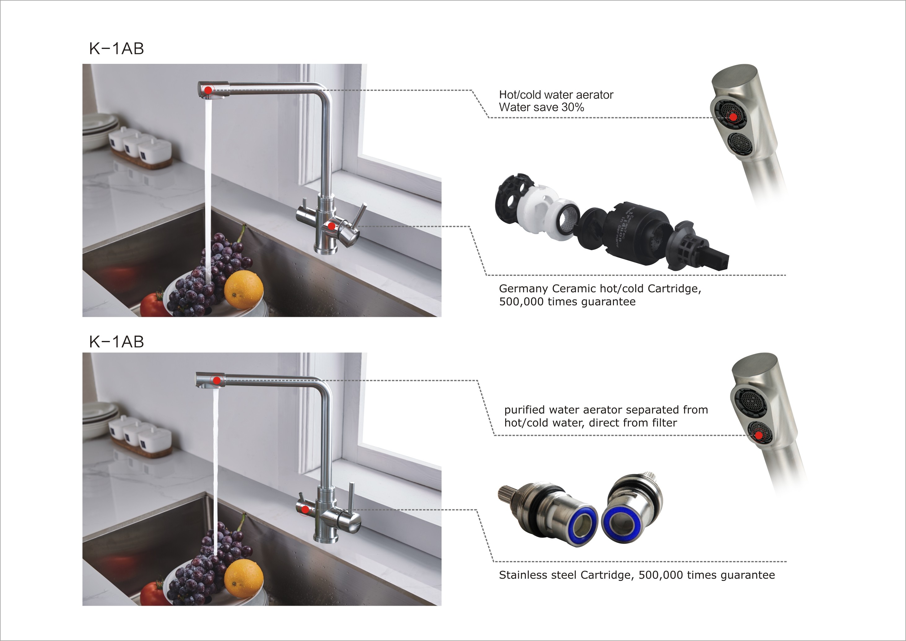 Black Kitchen Faucets Stainless Steel 304/316 Kitchen Sink Tap Water Mixer 3 Way Water Filter Tap Water Faucets