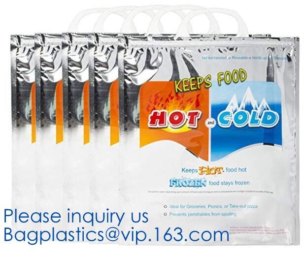 Custom Packing Aluminum Foil Zip-Lock Grocery Handle Thermal Insulation Cooler Bag For Outdoors,Promotional Insulated La