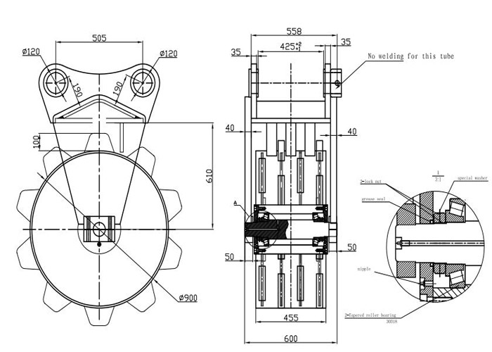 900mm Diameter Excavator Compaction Wheel For Excavator Machine