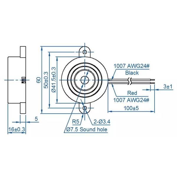 Wire Intermittent Electric Buzzer Sound Warning Alarm Siren Active Piezo