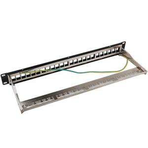 China 1U 24 Port STP Patch Panel RJ45 Rack Mount Cat6 Patch Panel Blank wholesale