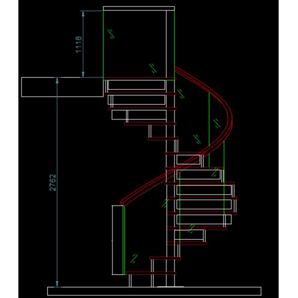 Spiral Staircase VH03S Spiral Stainless Steel Stair Tread Beech Curved Glass Handrail 304 Stainless Steel