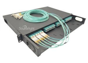China 96 Cores Black Rack Mounted Mtp / Mpo Fiber Patch Panel With 4pcs Of Mpo Cassette wholesale
