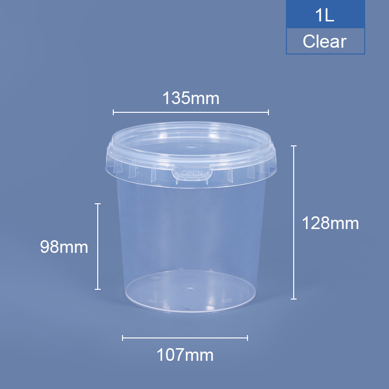Custom Order PP Bucket Customize Logo White Transparent Round Food Takeway Box Tub With Anti-Theft Lid
