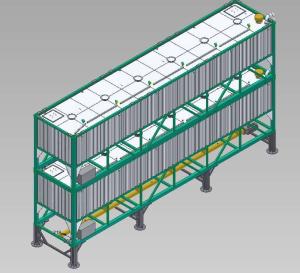 China 57 M³ +57 M³ Horizontal Cement Silo , Batching Plant Cement Silo Powder Storage Low Level Cement Silos wholesale