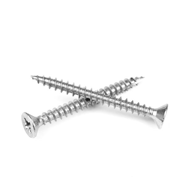 SUS316 Stainless Steel Type 17 Point Pozi Double Csk Head Chipboard Screws With 6 Nibs for Wood